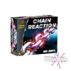 Box of "Chain Reaction" fireworks featuring a blazing metal chain image, boasting 600 shots and 1758 grams of vibrant display. A touch of brilliance from Bristol Fireworks, highlighted by their distinctive logo. Product: Chain Reaction | 600 Shot | Single Light.