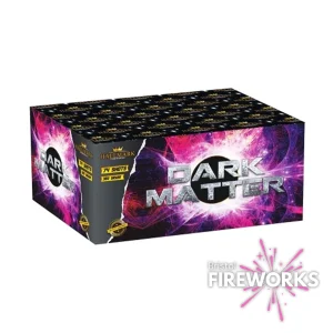 Introducing the Dark Matter 74 Shot Single Light fireworks by Hallmark Fireworks, with an electrifying purple and pink design for a captivating display that lights up the night in style.