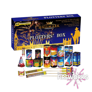The "Plotters | Selection Box" provides an exciting assortment of fireworks, all showcased against its vibrant packaging.