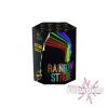 A hexagonal fireworks box labeled "Rainbow Strobe | 19 Shot | Single Light" features a colorful light silhouette design, the Single Light logo at the top left, and the Bristol Fireworks logo at the bottom.