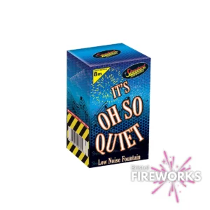 A blue box labeled "Oh So Quiet | Low Noise Fountain" features fireworks graphics and the Standard Fireworks logo, with Bristol Fireworks branding in the bottom right corner.